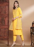 Yellow Salwar Suit in Cotton  with Embroidered - 2