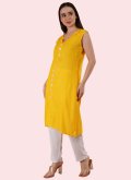Yellow Salwar Suit in Rayon with Plain Work - 3