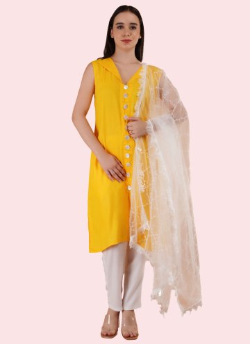 Yellow Salwar Suit in Rayon with Plain Work