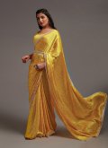 Yellow Satin Designer Designer Saree for Ceremonial - 3