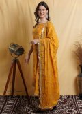 Yellow Silk Blend Resham Work Trendy Salwar Kameez for Party - 1