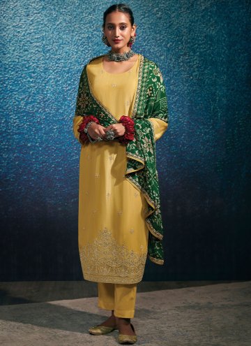 Yellow Silk Border Salwar Suit for Engagement