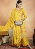 Yellow Silk Embroidered Designer Salwar Kameez - 3