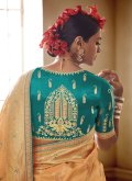 Yellow Silk Embroidered Designer Saree for Reception - 2