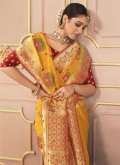 Yellow Silk Embroidered Trendy Saree for Ceremonial - 1