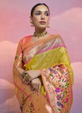 Yellow Silk Meenakari Trendy Saree for Ceremonial - 2