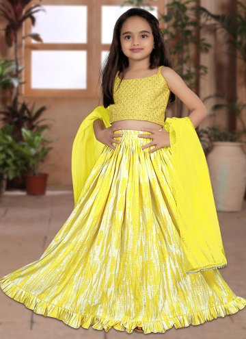 Yellow Silk Sequins Work Lehenga Choli