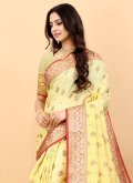 Yellow Silk Woven Classic Designer Saree - 2