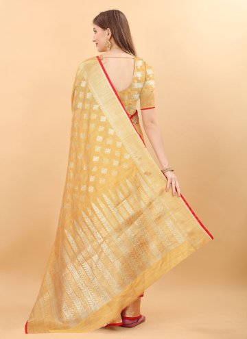 Yellow Silk Woven Designer Saree