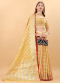 Yellow Silk Woven Designer Saree - 2