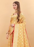 Yellow Silk Woven Designer Saree - 3