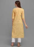 Yellow Soft Cotton Sequins Work Casual Kurti - 2
