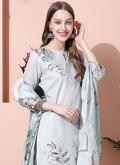 Adorable Digital Print Cotton  Grey Salwar Suit - 1