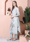 Adorable Digital Print Cotton  Grey Salwar Suit - 3