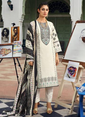 Adorable Digital Print Cotton Lawn White Salwar Suit