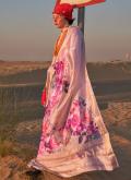 Adorable Lavender Tussar Silk Printed Trendy Saree for Ceremonial - 1