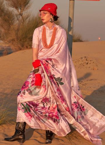 Adorable Lavender Tussar Silk Printed Trendy Saree for Ceremonial