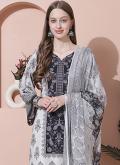 Adorable Off White Cotton  Digital Print Designer Salwar Kameez for Ceremonial - 1