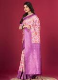 Adorable Purple Silk Digital Print Classic Designer Saree for Ceremonial - 1