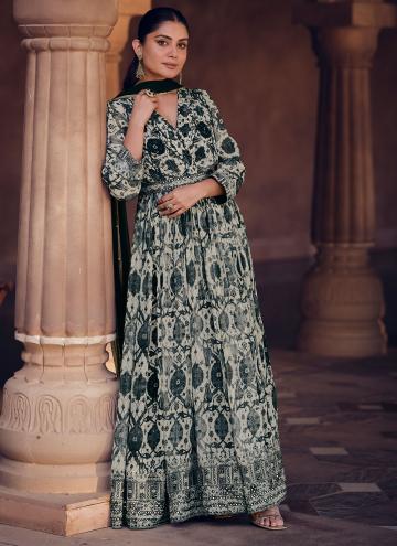 Alluring Embroidered Georgette Black Gown