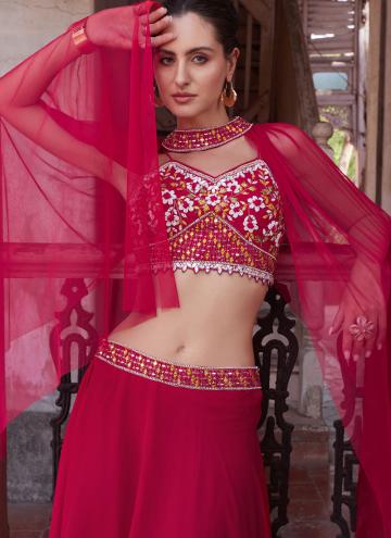 Alluring Embroidered Georgette Rani Readymade Lehe