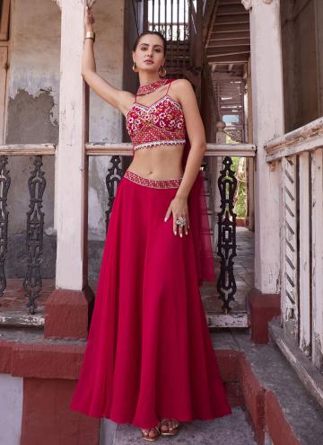 Alluring Embroidered Georgette Rani Readymade Lehe