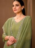 Alluring Green Chiffon Swarovski Trendy Salwar Suit for Ceremonial - 2