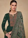 Alluring Green Cotton  Embroidered Trendy Salwar Kameez for Ceremonial - 1