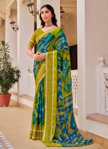 Alluring Multi Colour Chiffon Printed Designer Saree