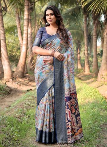 Alluring Multi Colour Pure Silk Printed Designer Saree