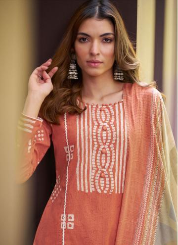 Alluring Peach Cotton  Digital Print Salwar Suit for Ceremonial