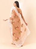 Alluring Peach Organza Floral Print Designer Saree for Ceremonial - 2
