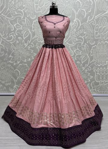 Alluring Pink Georgette Embroidered A Line Lehenga Choli