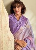 Alluring Purple Khadi Printed Trendy Saree - 1