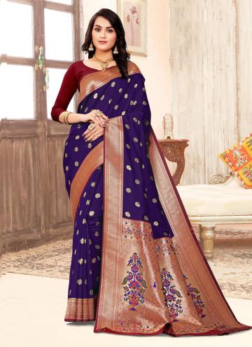 Alluring Purple Paithni Banarasi Jari Classic Designer Saree