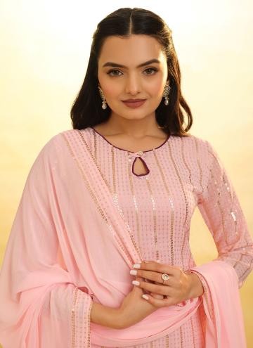 Alluring Rose Pink Georgette Embroidered Salwar Suit