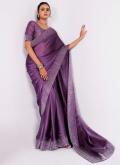 Alluring Swarovski Rangoli Purple Designer Saree - 2