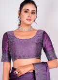 Alluring Swarovski Rangoli Purple Designer Saree - 3