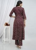 Alluring Wine Cotton  Embroidered Salwar Suit - 2