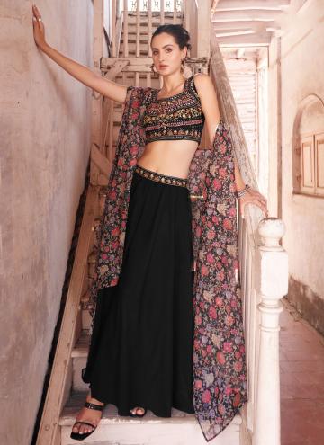 Amazing Black Georgette Embroidered Readymade Desi