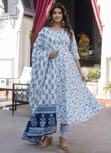 Amazing Blue Cotton  Floral Print Salwar Suit