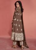 Amazing Brown Silk Embroidered Salwar Suit - 1