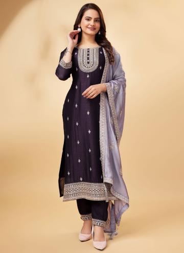 Amazing Cord Vichitra Silk Wine Salwar Suit