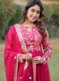 Amazing Floral Print Faux Georgette Pink Designer Gown - 4