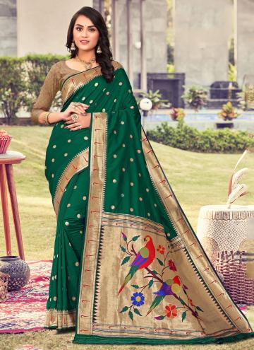 Amazing Nylon Jari Paithni Green Classic Designer Saree