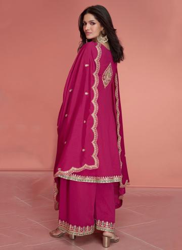 Amazing Pink Silk Embroidered Palazzo Suit for Engagement