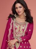Amazing Pink Silk Embroidered Palazzo Suit for Engagement - 2