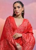 Amazing Red Handloom Silk Woven Designer Saree - 2