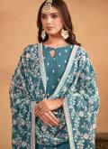 Amazing Teal Faux Georgette Embroidered Salwar Suit - 2