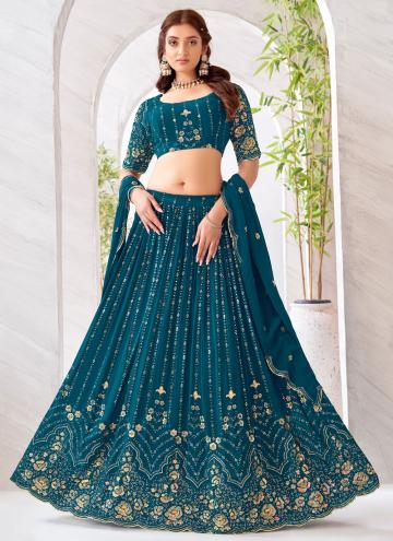 Amazing Teal Georgette Embroidered Readymade Lehen